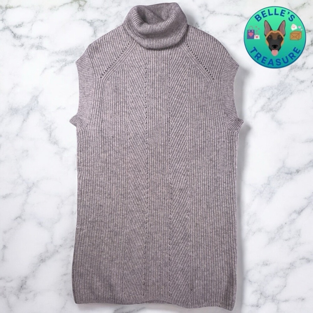 Vince Sweater Womens 2XS Heather‎ Beige Ribbed Wool & Cashmere Tunic Sweater